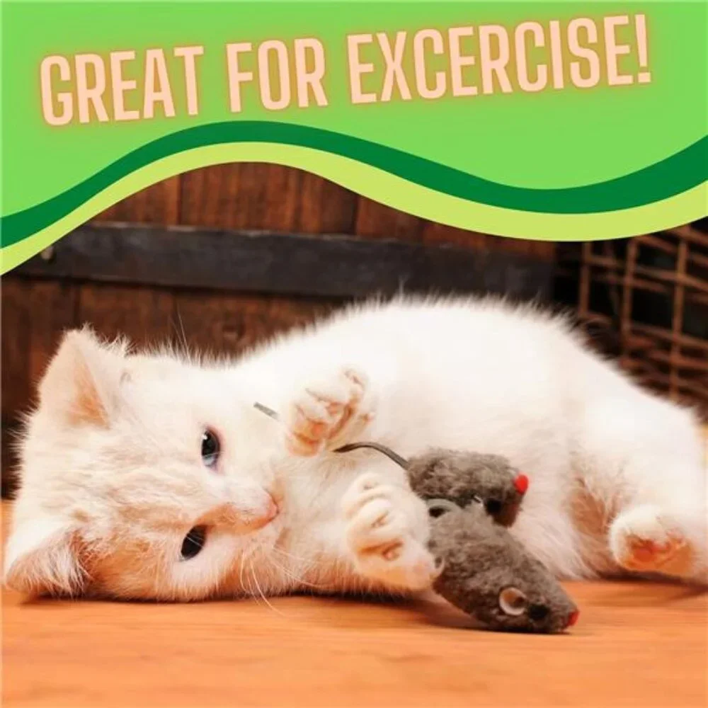 Smokey's Stash Rabbit Fur Mouse Cat Toy 12 per Pack White and Gray Fuzzy Toys
